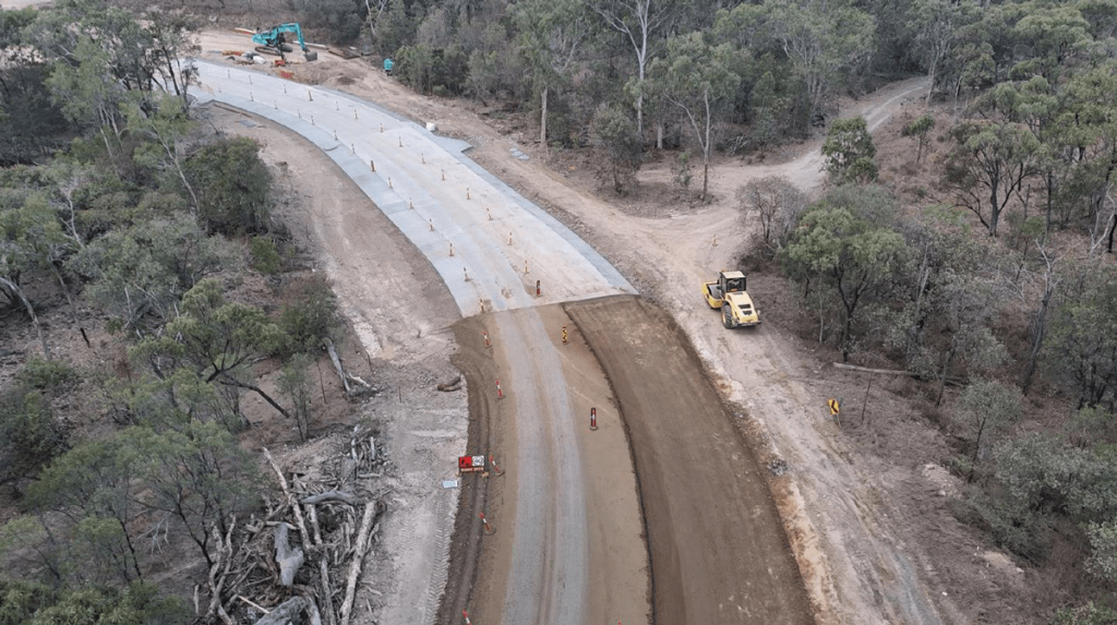 Construction site with winding road