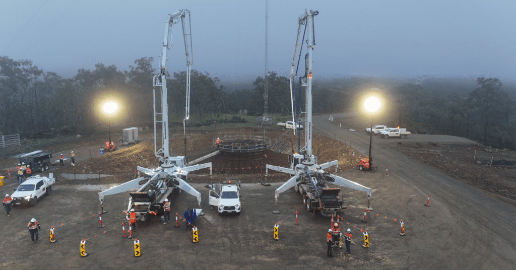 First concrete pour completed Lotus creek Wind Farm