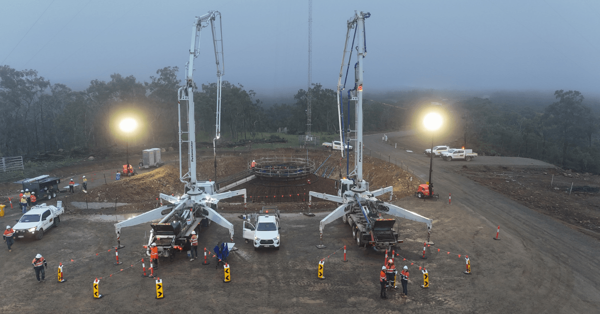 First concrete pour completed Lotus creek Wind Farm